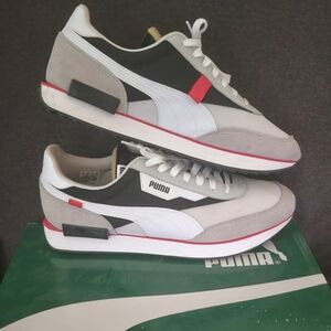 Puma White Black Pink Sneakers with Sporty Style. A Little Worn